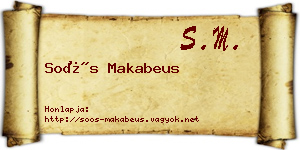 Soós Makabeus névjegykártya